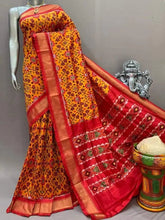 Handloom Pochampally Ikkat Yellow Saree - Exclusive Multicolor - Saree - Aakritee - S10542